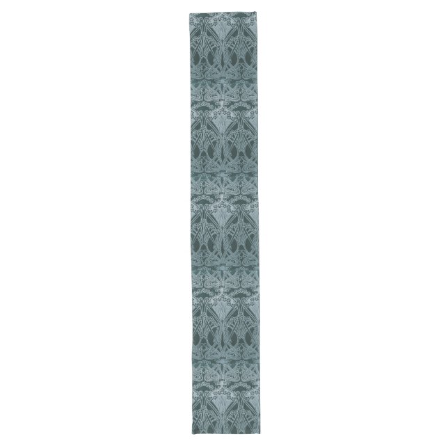Schönes, aquamarines Silber, Jugendstil-Muster, Bl Großer Tischläufer (Vorderseite)