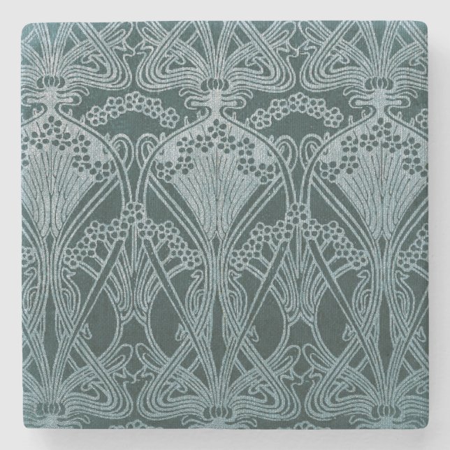 Schönes, aquamarines Silber, Jugendstil-Muster, Bl Steinuntersetzer (Vorderseite)