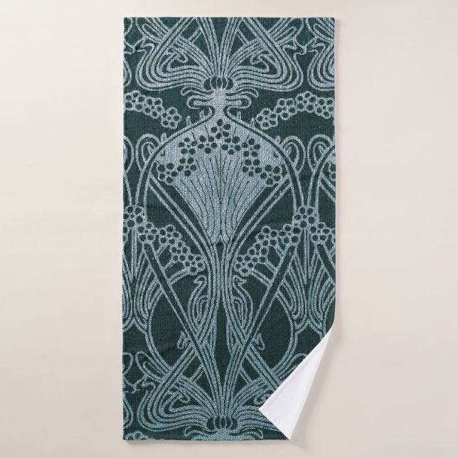 Schönes, aquamarines Silber, Kunst nouveau Muster, Badehandtuch (Badehandtuch)