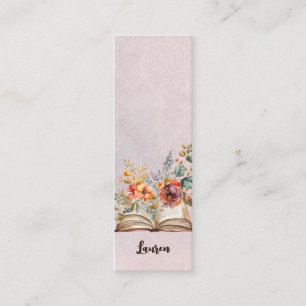 Schönes Aquarell Blumenbuch Lesezeichen Mini Visitenkarte