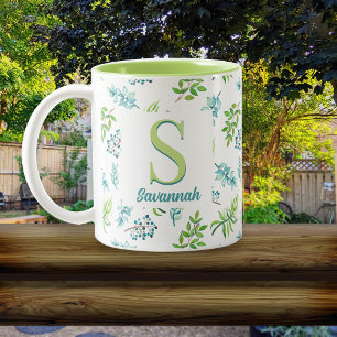 Schönes Aquarell-Blumengarten-Personalized Zweifarbige Tasse