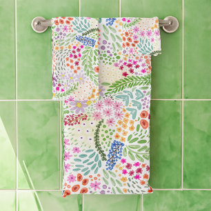 Schönes Aquarell-Blumenmuster Sprint Bunt Badhandtuch Set