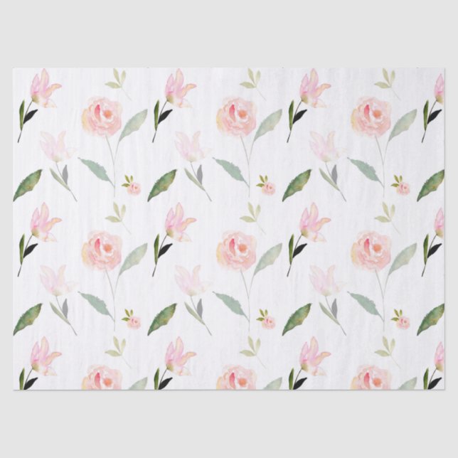 Schönes Aquarell Blütenrot Rosa Seidenpapier (Vorderseite)