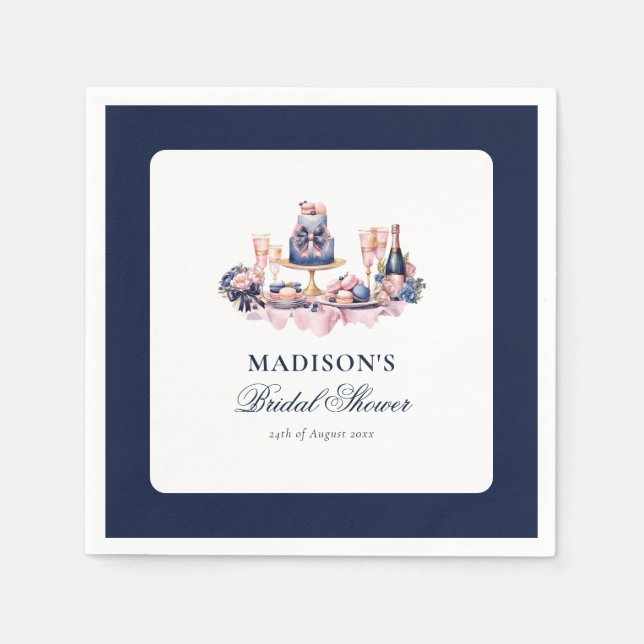 Schönes Aquarell-Brautparty Personalisiert Serviette (Vorderseite)