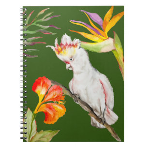 Schönes Aquarell Cacatua Papagei Hand zeichnend Notizblock