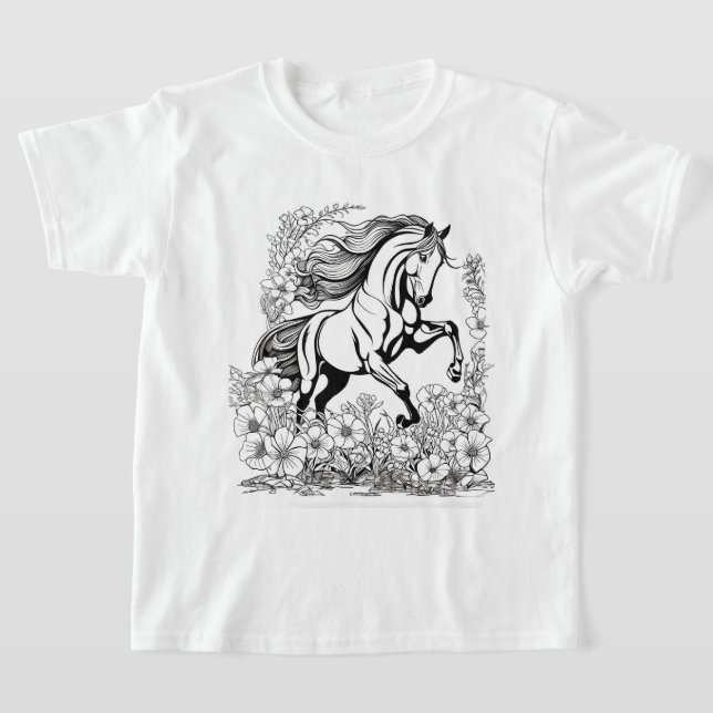 Schönes Aufzuchtpferd & Blume Paint T-Shirt (Ablage )