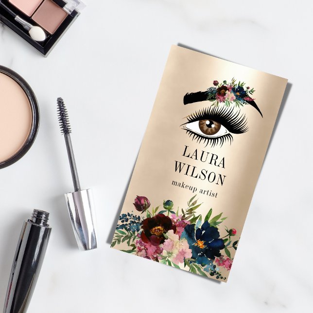 Schönes Auge mit Burgunder Wasserfarben-Blume Visitenkarte (Von Creator hochgeladen)