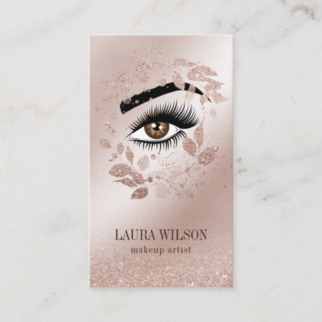 Schönes Auge mit Rose Gold Blume Visitenkarte (Vorderseite)
