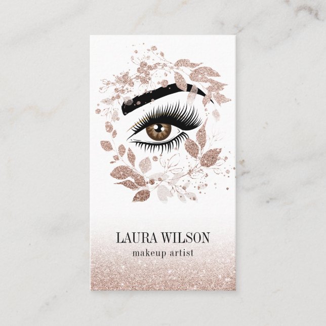 Schönes Auge mit Rose Gold Blume Visitenkarte (Vorderseite)