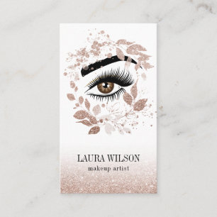 Schönes Auge mit Rose Gold Wasserfarben Blume Visitenkarte