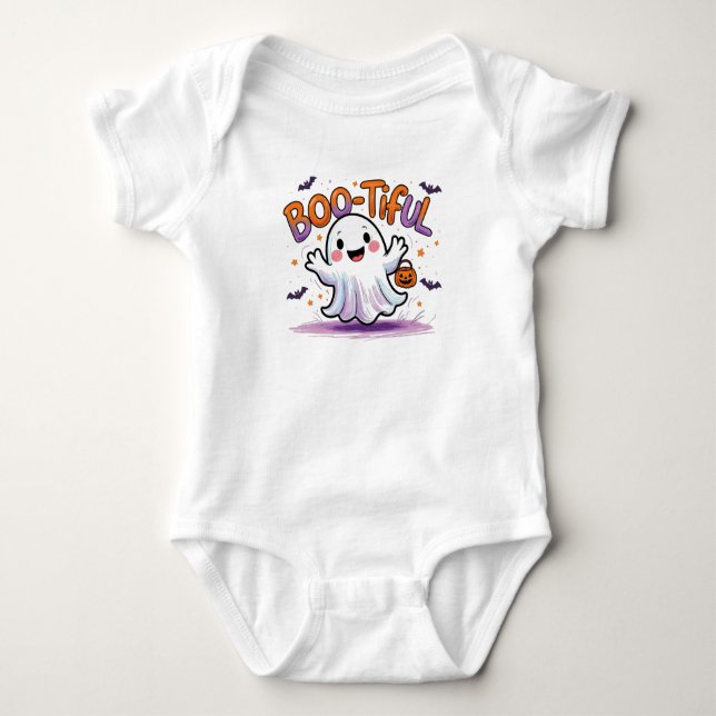 Schönes Baby Ghost Halloween Outfit Strampler (Vorderseite)