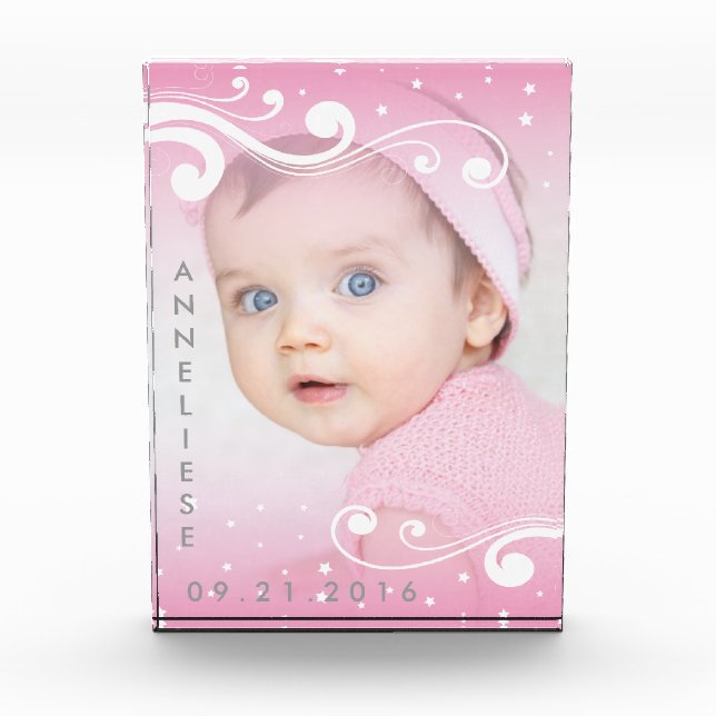 Schönes Baby Girl Foto mit Name und Datum (Vorderseite)