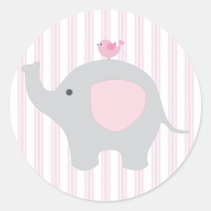 Schönes Baby Girl Pink Elephant Runder Aufkleber