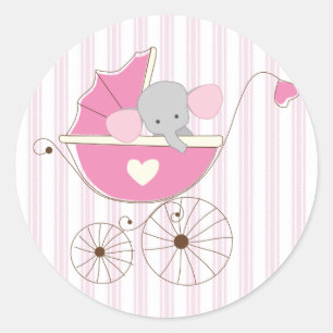 Schönes Baby Girl Pink Elephant Runder Aufkleber