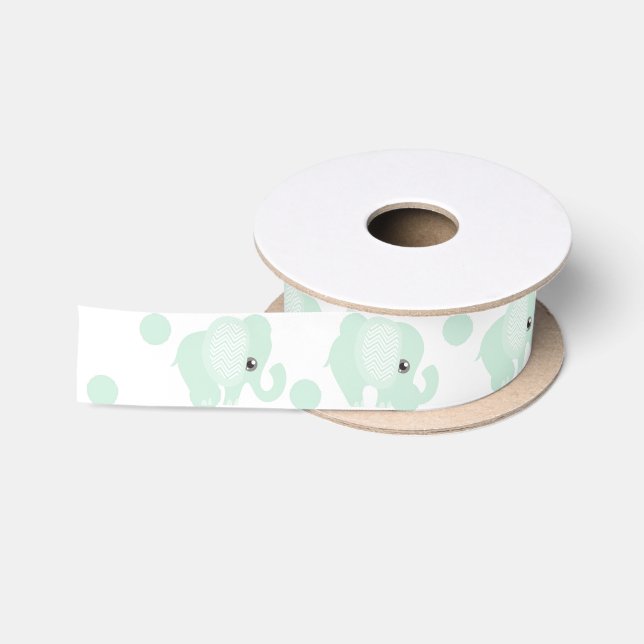 Schönes Baby-neutraler aquamariner Elefant Satinband (Spule)