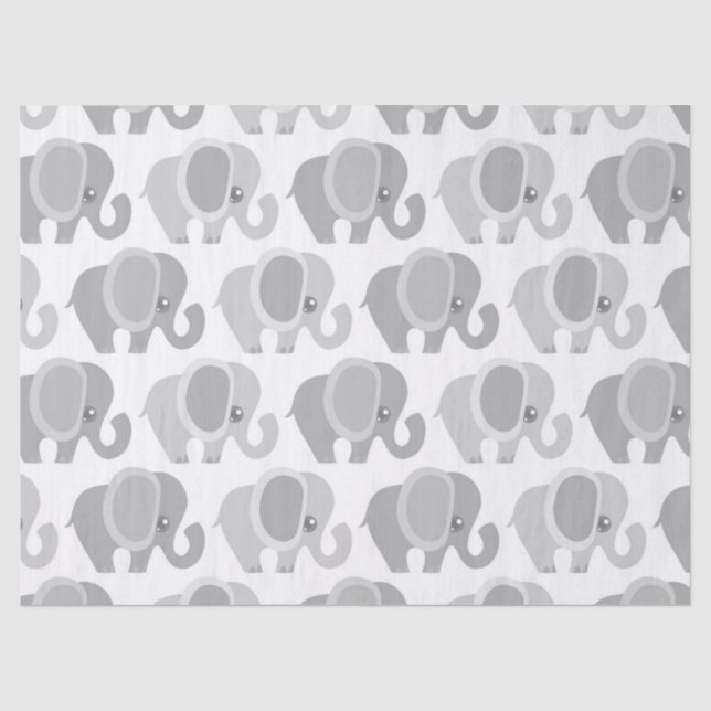 Schönes Baby-neutraler grauer Elefant Seidenpapier (Vorderseite)