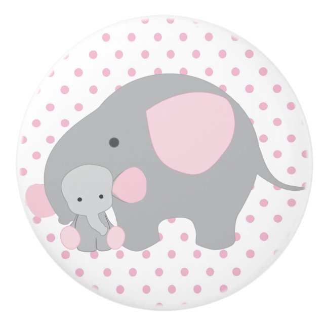 Schönes Baby-rosa Elefant Keramikknauf (Vorderseite)