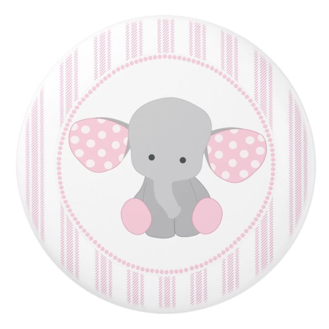 Schönes Baby-rosa Elefant Keramikknauf (Vorderseite)