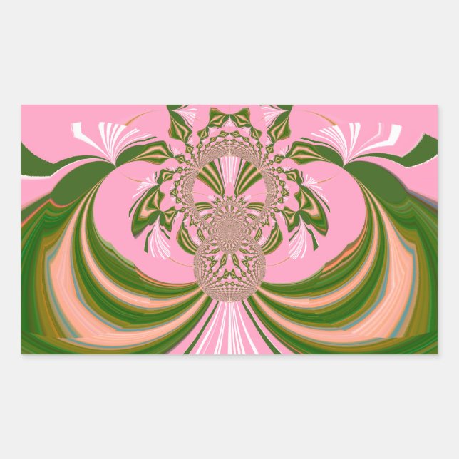 Schönes Baby rosa grün und weiß Kaleidoskop Rechteckiger Aufkleber (Vorderseite)