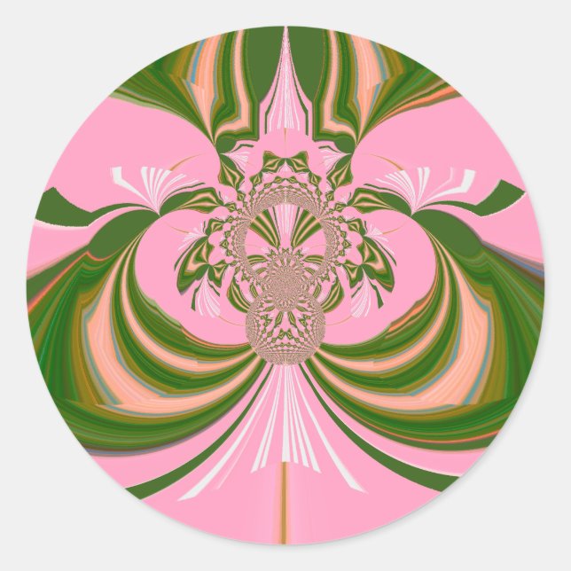 Schönes Baby rosa grün und weiß Kaleidoskop Runder Aufkleber (Vorderseite)