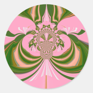 Schönes Baby rosa grün und weiß Kaleidoskop Runder Aufkleber