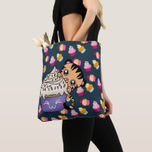 Schönes Baby Tiger-Munching auf dem Cupcake Tote B