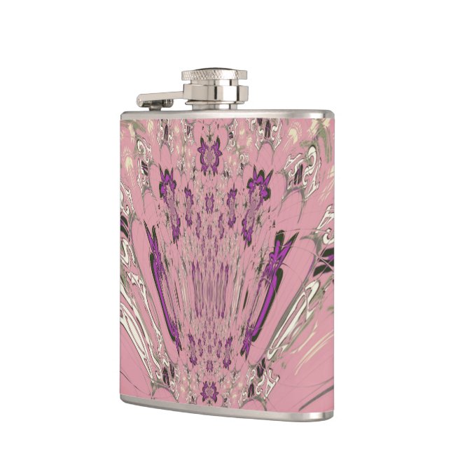 Schönes Babypink-lila-Schatten-Motiv Flachmann (Links)
