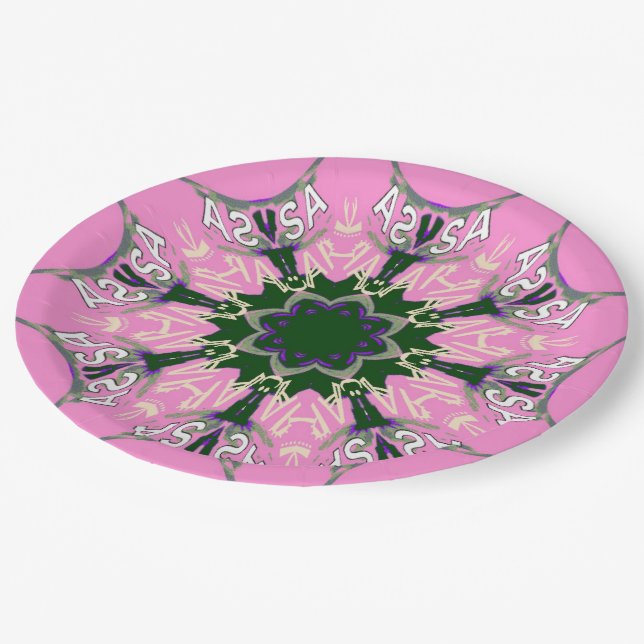 Schönes Babypink-lila-Schatten-Motiv Pappteller (Schrägansicht)
