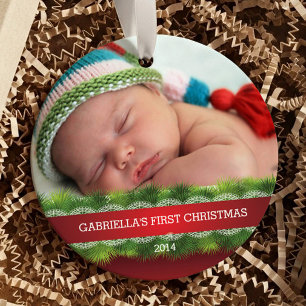 Schönes Baby's First Christmas Foto Ornament