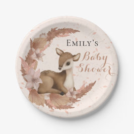 Schönes Bambi & Blume Pastel Pink Baby Dusche Nick Pappteller