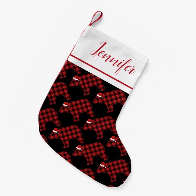 Schönes Bären Buffalo Trendy Designer Muster Kleiner Weihnachtsstrumpf (Vorderansicht (hängend))