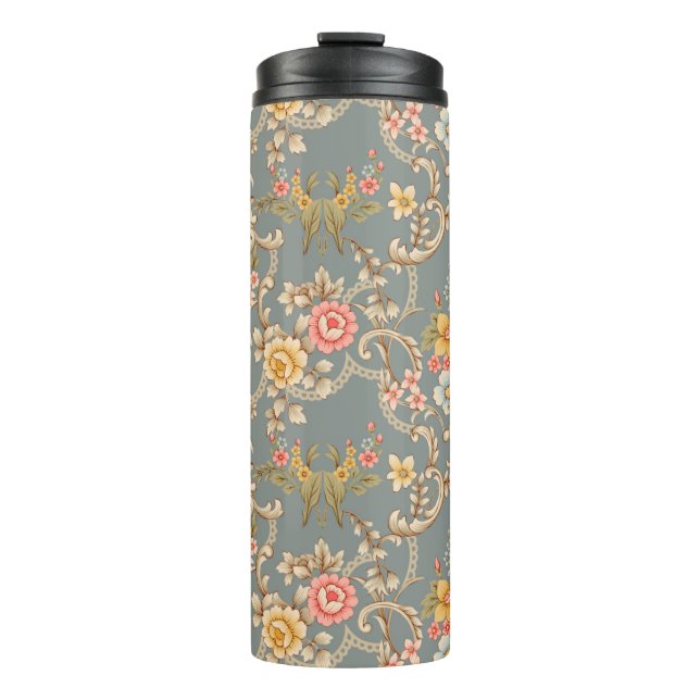 Schönes Barockschmuckstil - Bordeaux-Design Thermosbecher (Vorderseite)