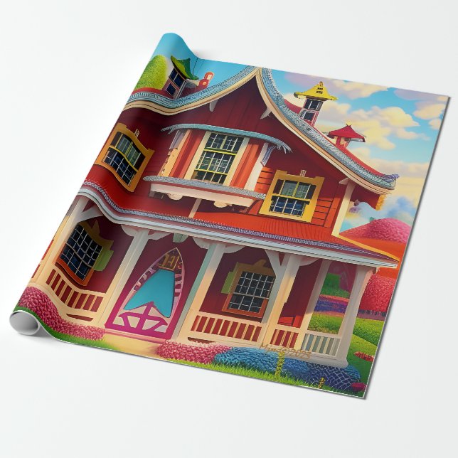 Schönes Bauernhaus Landschaft Decoupage Geschenkpapier (Ungerollt)