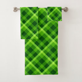 Schönes Baum Grün Kariert Bath Handtuch Set