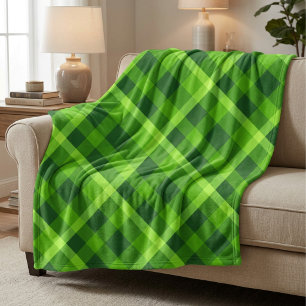 Schönes Baum Grün Kariert große Fleece Blanket