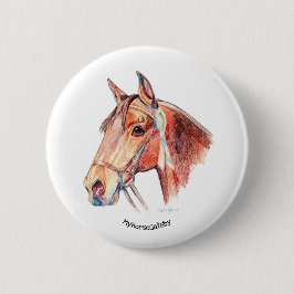 Schönes Bay Horse mit Rosette Button