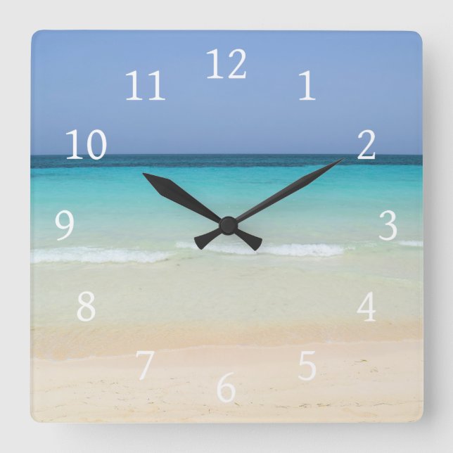 Schönes Beach Foto 197 Quadratische Wanduhr (Vorderseite)