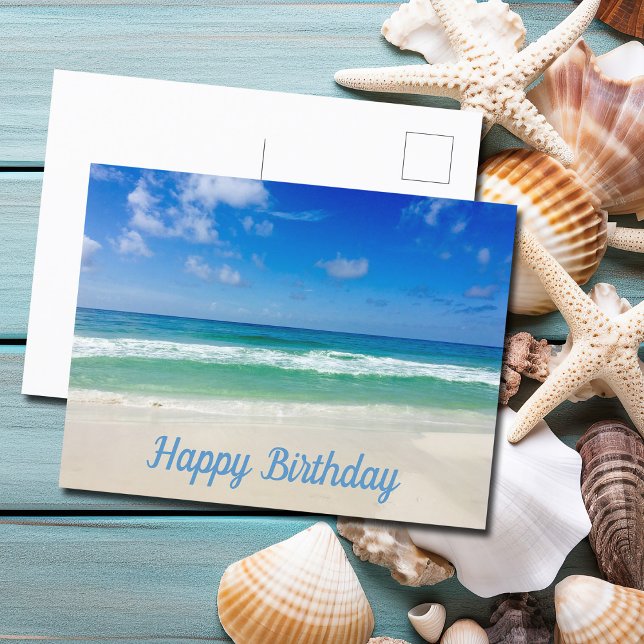 Schönes Beach Foto Custom Ocean Happy Birthday Postkarte (Von Creator hochgeladen)