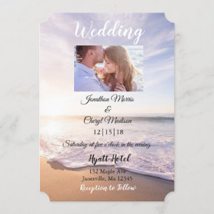 Schönes Beach Foto Hochzeit Einladungen