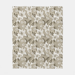 Schönes beige Blume Muster Fleecedecke