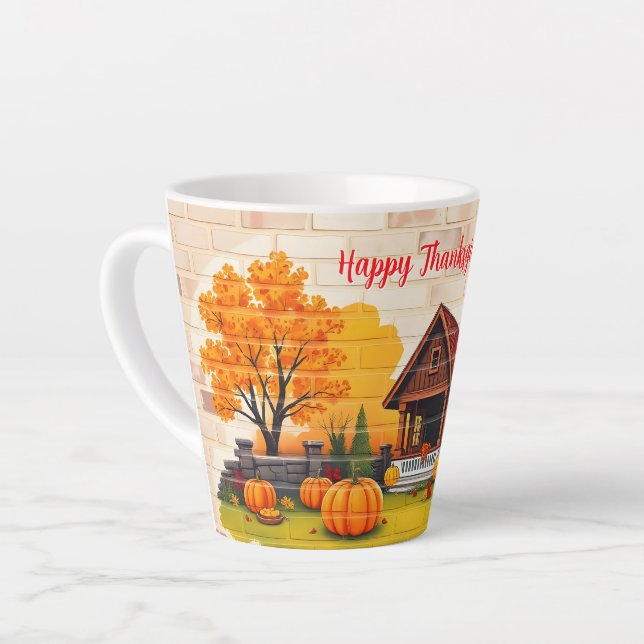 Schönes beliebtes Glück Erntedankfest Fall Milchtasse (Linke Ecke)