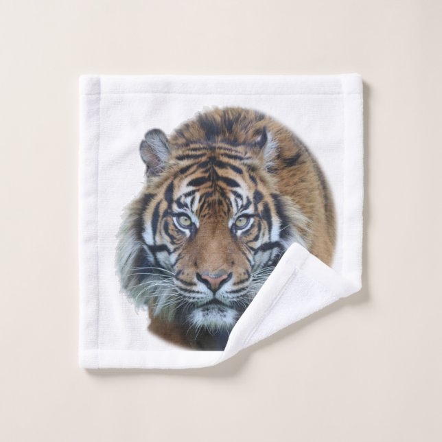 Schönes Bengalisches Tiger Face Foto Badhandtuch Set (Waschlappen)