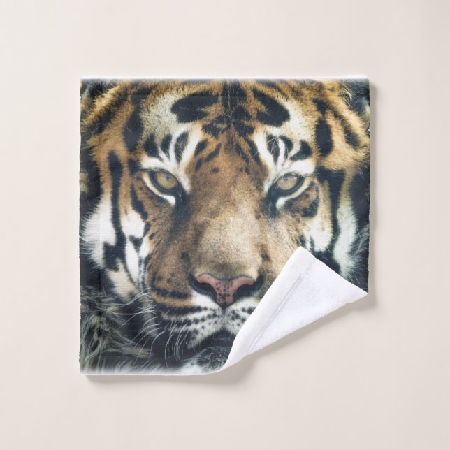 Schönes Bengalisches Tiger Face Foto Badhandtuch Set (Waschlappen)
