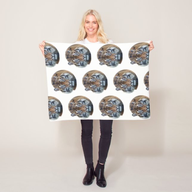 Schönes Bengalisches Tiger Face Foto Fleecedecke (Beispiel)