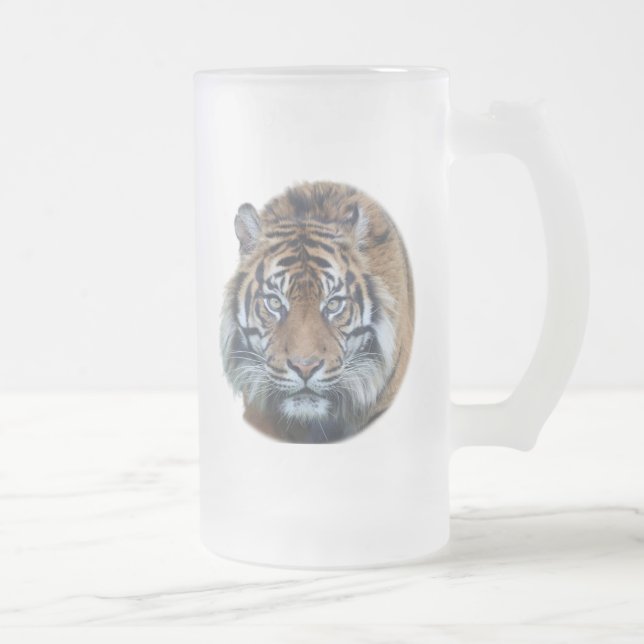 Schönes, Bengalisches Tiger Face Foto Glas Mattglas Bierglas (Rechts)