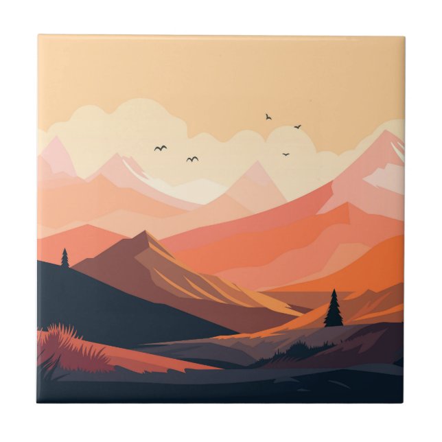 Schönes Bergdesign Fliese (Vorderseite)