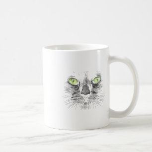 Schönes Black Cat Gesicht Big Green Eyes Cool Hall Kaffeetasse