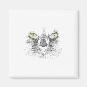 Schönes Black Cat Gesicht Big Green Eyes Cool Hall Magnet