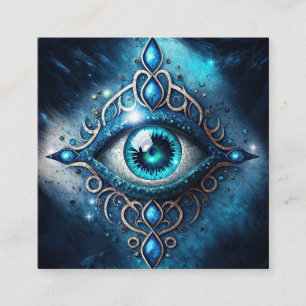 Schönes Blau Alle sehen Auge Illuminati Quadratische Visitenkarte
