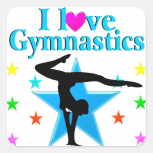 SCHÖNES BLAU I LIEBE GYMNASTICS DESIGN QUADRATISCHER AUFKLEBER